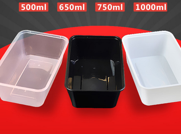(箱/300套) 長方形黑色白色透明環保一次性餐盒快餐盒外賣塑料打包盒 (包運送上門)