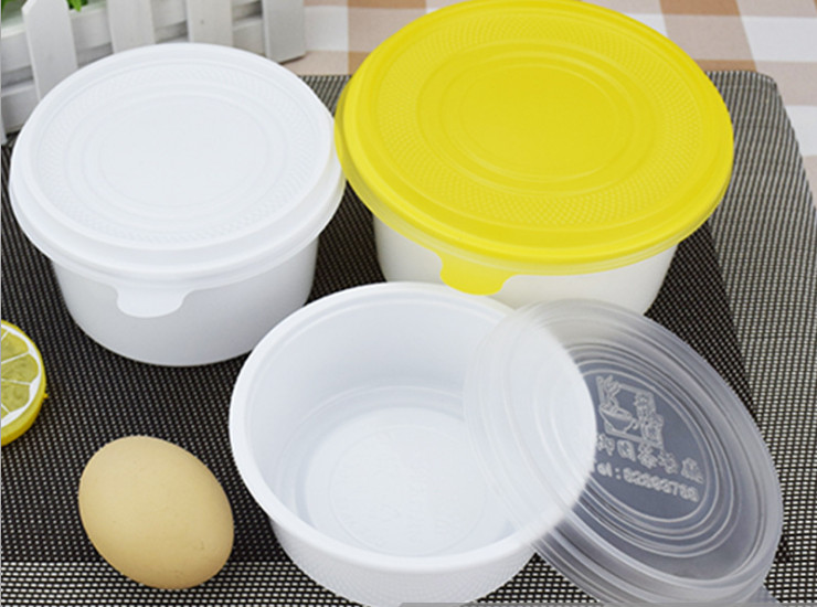 (Box / 600 Sets) Take-Away Packaged Bowl Plastic Disposable Bowl Customized Logo Milky White Disposable Plastic Bowl (Door Delivery)