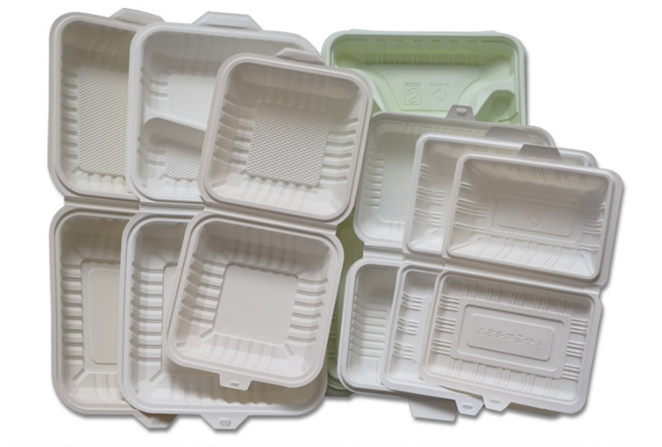 (Box) Corn Starch Degradable Disposable Lunch Box Takeaway Packaging Box Single Grid/Three Grid Lunch Box (Door Delivery Included)