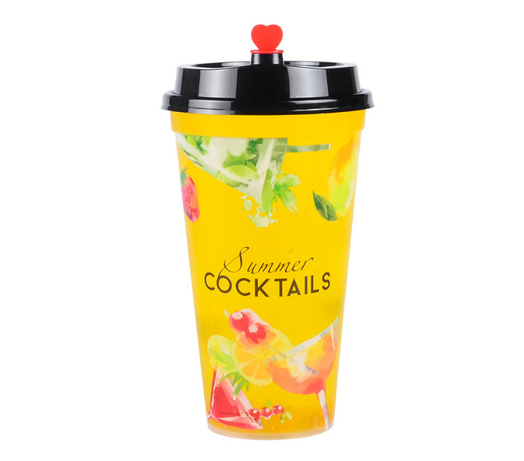 (箱) 一次性創意水果圖案加厚透明塑料杯果汁飲料注塑杯 (包運送上門)