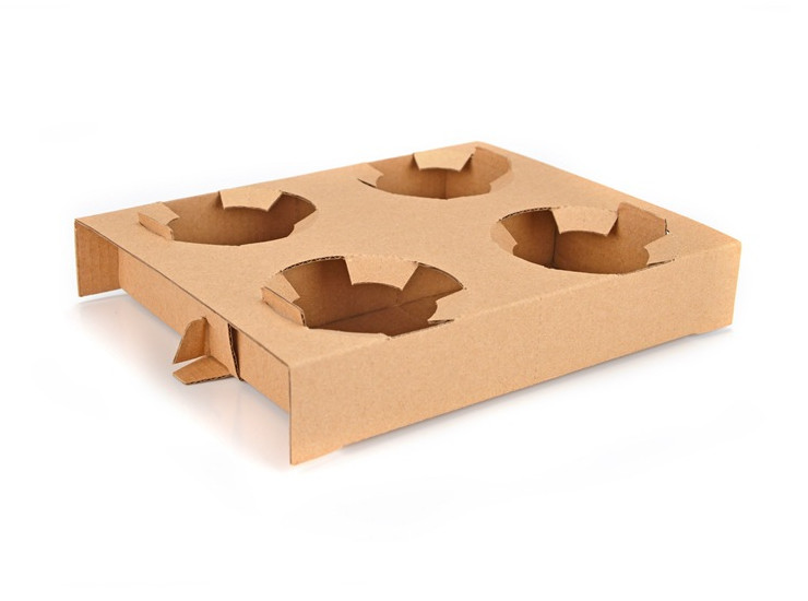 (Box) Disposable Kraft Paper Cup Holder Coffee Milk Tea Take-Out Tray Thicken Two Or Four Cups Packed Paper Cup Holder Cup Holder Plastic Cup Holder (Door Delivery Included)
