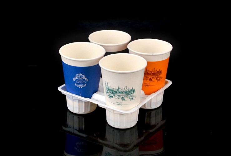 (Box) Disposable Kraft Paper Cup Holder Coffee Milk Tea Take-Out Tray Thicken Two Or Four Cups Packed Paper Cup Holder Cup Holder Plastic Cup Holder (Door Delivery Included)