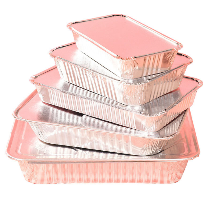 (箱) 一次性飯盒蓋飯打包盒燒烤錫紙盒外賣快餐盒方形便當鋁箔餐盒 (包運送上門)
