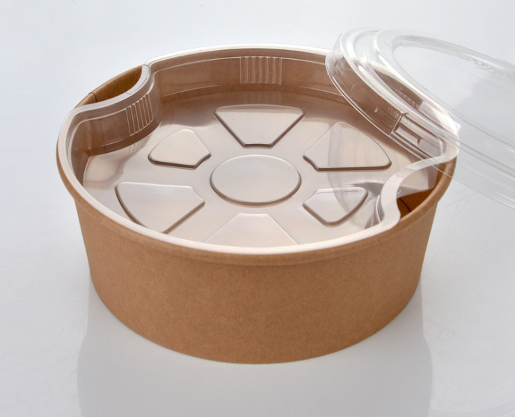 (箱) 一次性紙碗 加厚牛皮紙圓形便當盒 快餐打包盒蓋澆飯盒帶蓋 (包運送上門)