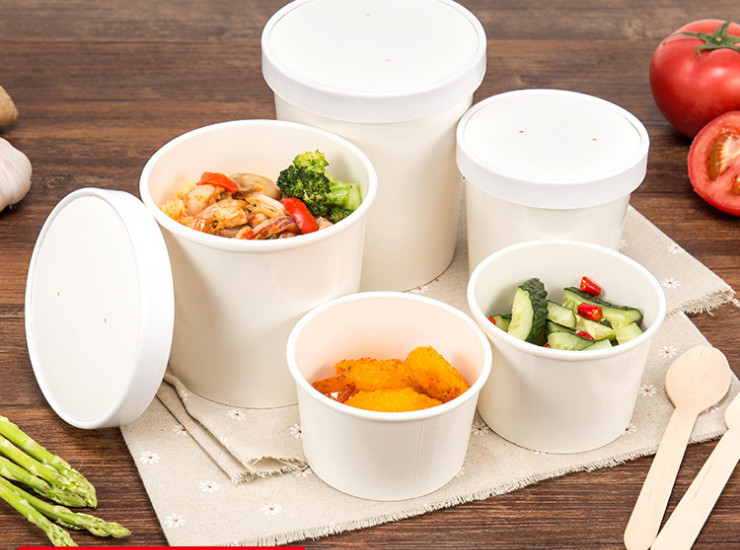 (Box) Disposable Paper Soup Cup 8/12/16/26 / 32Oz White Paper Cup Paper Bowl (Door Delivery Included)