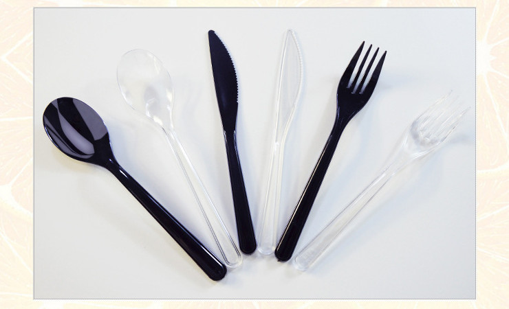 (Box) High-End Disposable Western Knife And Fork Spoon Transparent Black Spoon Knife Fork Independent Packaging Spoon (Door Delivery Included)