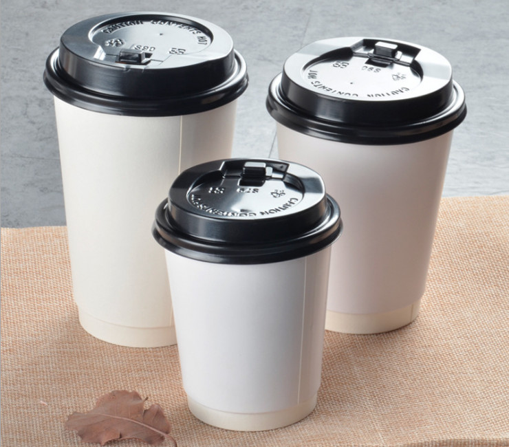 (Box) Hot Drink Cup Disposable Thick Double-Layer Hollow Coffee Paper Cup Insulation Anti-Hot Milk Tea Cup (Door Delivery Included)