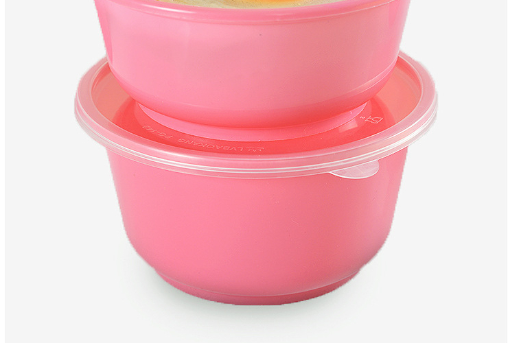 (箱600套) 一次性多色餐盒圓形塑料彩色快餐碗沙拉碗外賣盒飯盒帶蓋 (包運送上門)