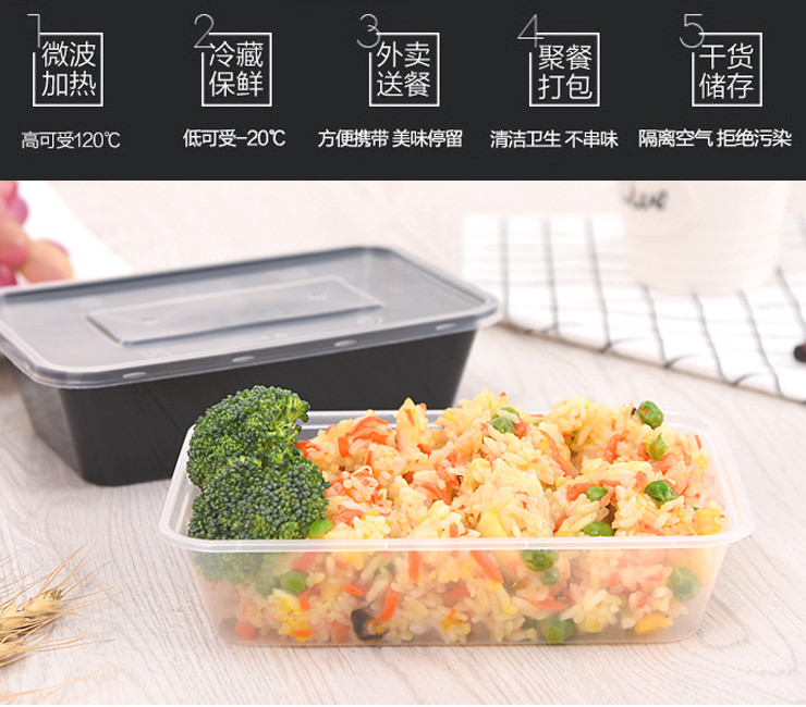 (箱) 長方形一次性餐盒塑料外賣打包加厚透明飯盒快餐便當碗 (500-1000ML多款容量) (包運送上門)