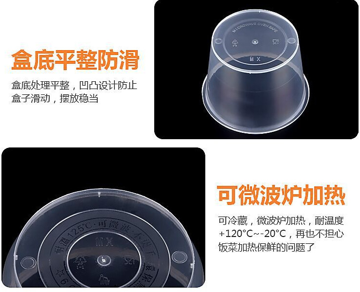 (Box) Round Disposable Lunch Box/Fast Food Rice Bowl/Green Plastic Pp Thickened Lunch Bowl (Door Delivery Included)