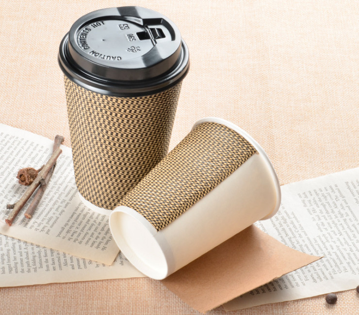 (箱) 小方格紙杯一次性熱飲咖啡杯雙層加厚奶茶紙杯淋膜杯 (包運送上門)