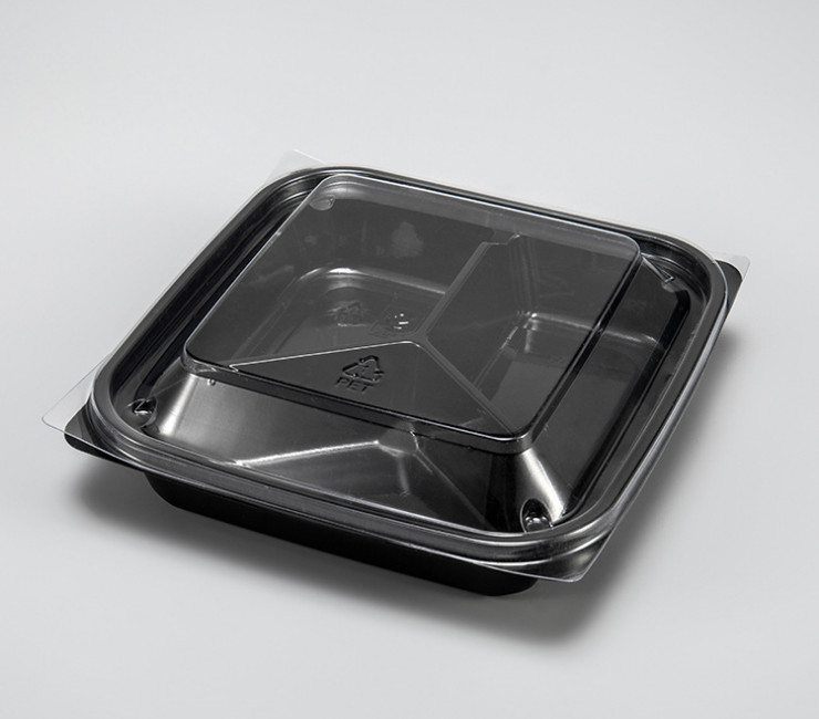 (箱) 三分格水果盒三格圓形包裝盒 一次性透明/黑色塑料鮮果切盒子 (包運送上門)