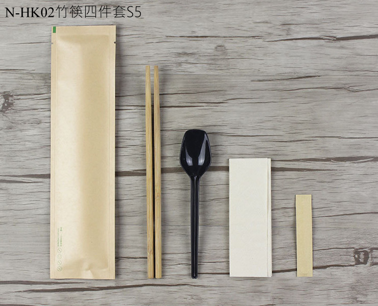 (Box/100 Sets) Disposable Chopsticks Cutlery Set Takeaway Packaged Spoon Toothpick Kraft Paper Three Or Four Sets (Door Delivery Included)