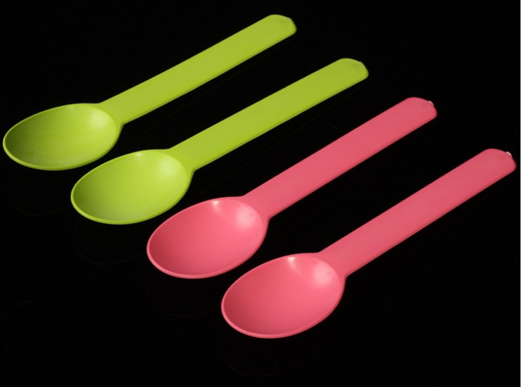 (箱/1000支) 一次性餐具澱粉塑料甜品勺 加厚彩色水果酸奶刀叉勺 (包運送上門)