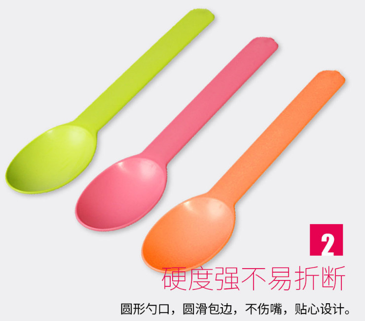 (Box/1000) Disposable Tableware Starch Plastic Dessert Spoon Thickened Color Fruit Yogurt Knife And Fork Spoon (Door Delivery Included)