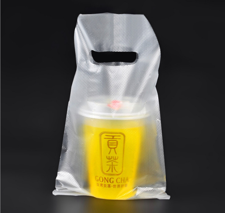 (箱/1000个) 奶茶打包袋 一次性塑料透明手提单杯袋子 外卖果汁冷饮两杯装袋子 (包运送上门)