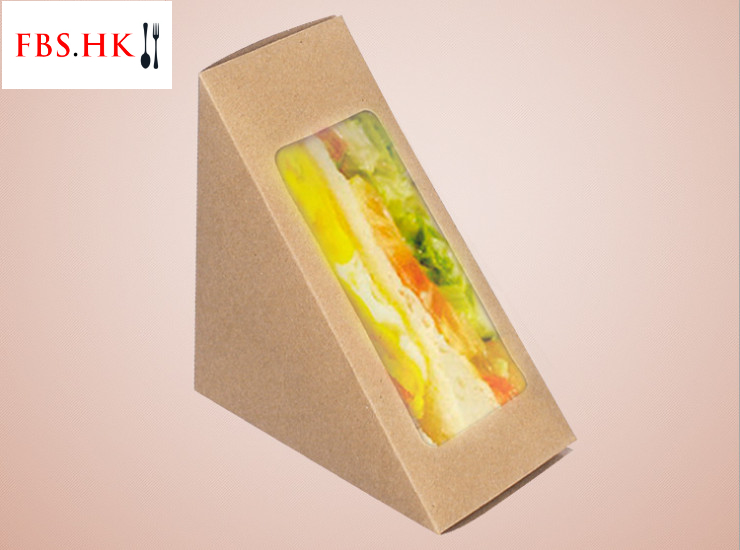 (Box/1000 Pcs) Kraft Paper Sandwich Tray Disposable Food Box Window Sandwich Box (Door Delivery Included)
