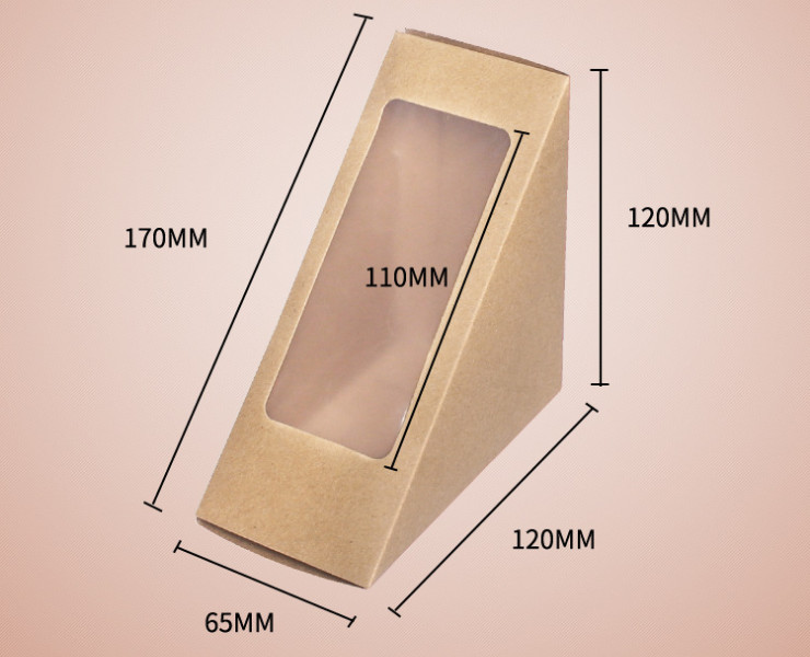 (箱/1000个) 牛皮纸三明治纸盒一次性食品包装盒贴窗三文治盒 (包运送上门)