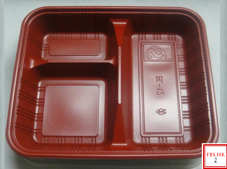 (Box/1000 Sets) Red And Black 3 Grid Lunch Boxes Disposable Red And Black Lunch Boxes Three Grid Plastic Lunch Boxes Thin Cover 800-1000Ml (Door Delivery Included)