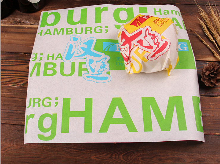 (箱/1000張) 淋膜紙漢堡紙防油紙定做雞肉卷漢堡紙定做淋膜紙印刷食品淋膜紙 (包運送上門)
