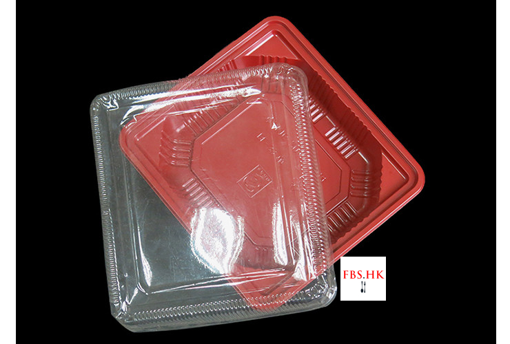 (Box/1200 Sets) Double Four-Grid Lunch Box Disposable Red And Black Lunch Box Wholesale Layered Multi-Grid Lunch Box 950Ml (Door Delivery Included)
