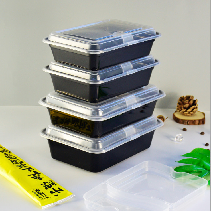 (箱/150套) 一次性餐盒 加厚 外賣打包盒 高檔雙層飯盒 PP注塑黑色快餐扣盒 (方形 圓形 多款容量) (包運送上門)