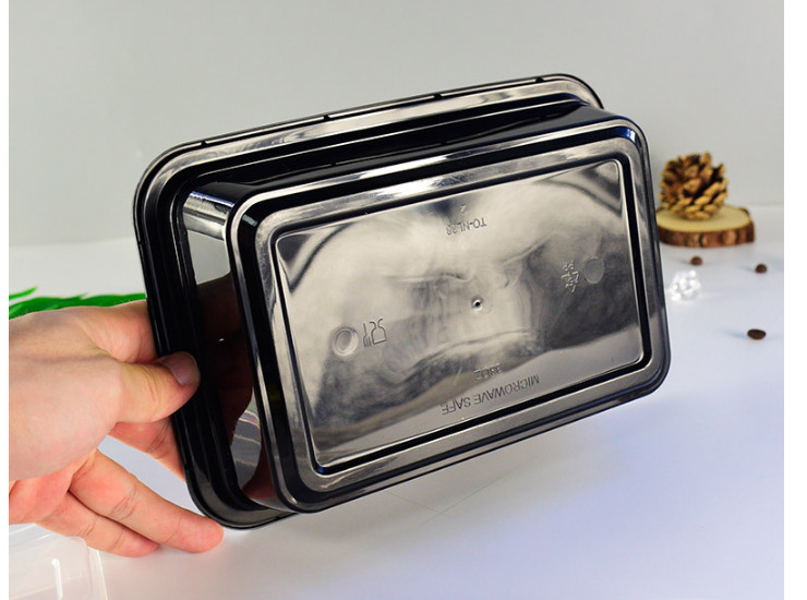 (箱/150套) 一次性餐盒 加厚 外賣打包盒 高檔雙層飯盒 PP注塑黑色快餐扣盒 (方形 圓形 多款容量) (包運送上門)