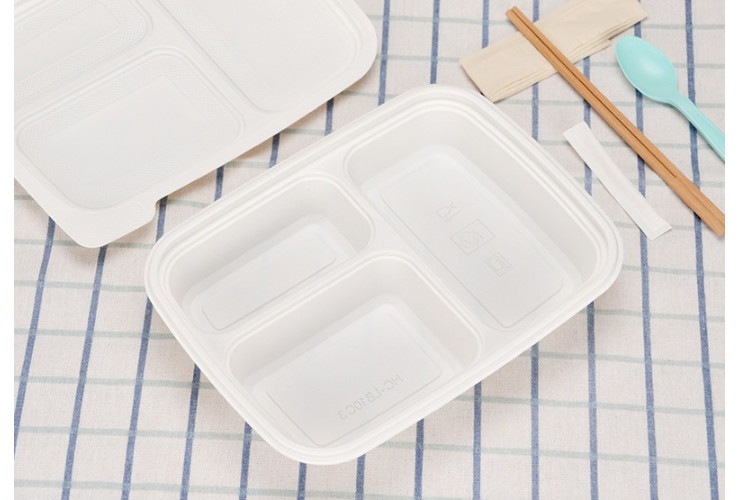 (箱/200個) 一次性餐盒飯盒三格四格澱粉塑料可降解餐盒環保打包外賣盒帶蓋 (包運送上門) - 關閉視窗 >> 可點按圖像