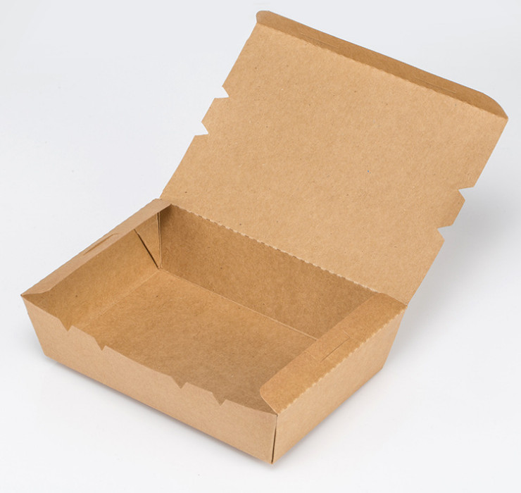 (即取一次性環保降解餐具現貨) (箱/200個) 一次性紙飯盒 沙拉紙盒 蓋可撕下環保可降解牛皮紙打包盒