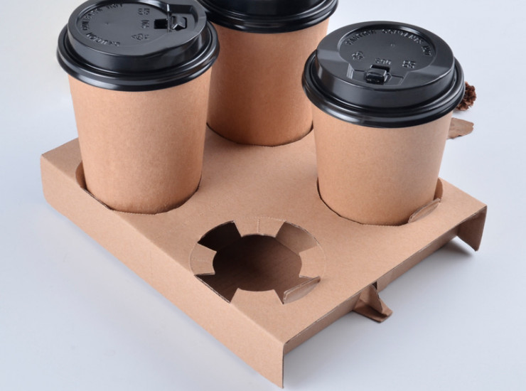 (箱) 奶茶紙杯托一次性加厚兩四六杯奶茶杯架外賣打包飲料杯盤 (包運送上門)