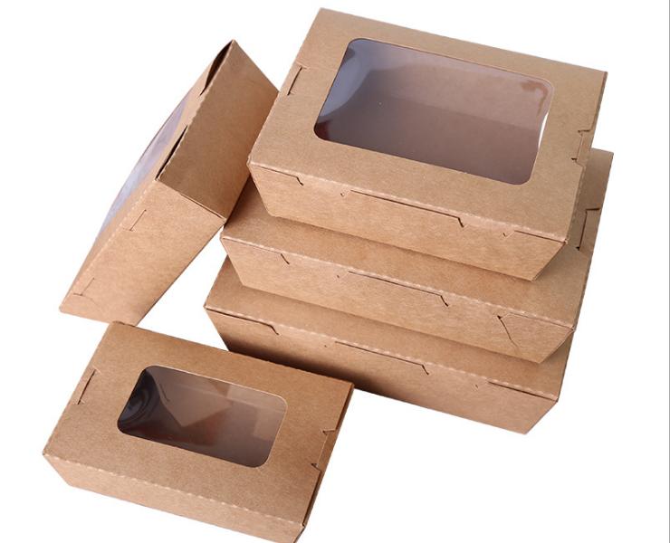 (箱/200個) 單窗牛皮紙餐盒一次性外賣點心漢堡包裝紙盒外賣打包沙拉盒壽司 (包運送上門) - 關閉視窗 >> 可點按圖像