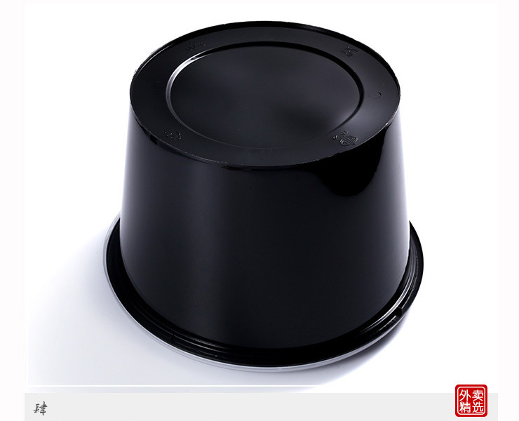 (箱/200套) 2500ml帶蓋圓碗套裝 一次性黑色圓形飯盒 PP塑料外賣快餐外賣打包盒 (包運送上門)