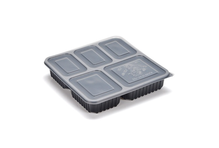 (箱/200套) 一次性餐盒四格/五格黑色打包盒 可微波飯盒 塑料外賣便當盒帶蓋 (包運送上門) - 關閉視窗 >> 可點按圖像