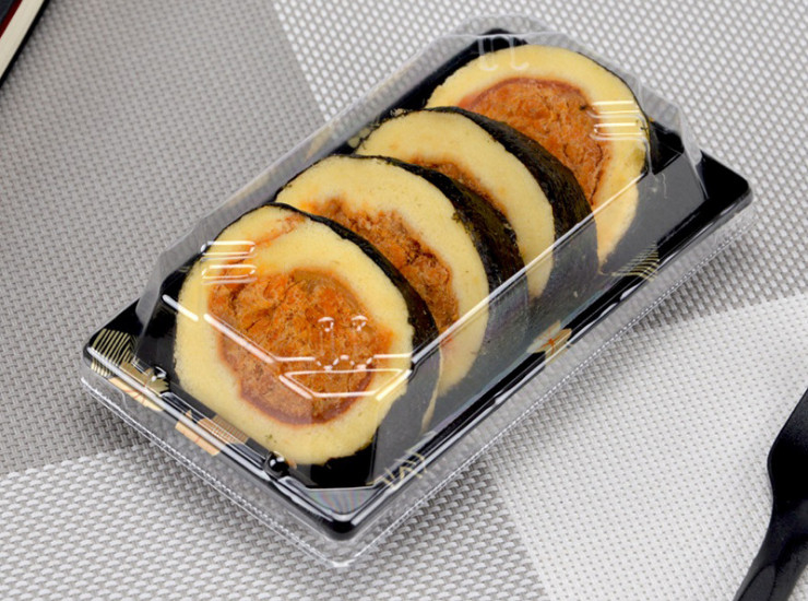(箱/200套) 一次性打包盒 塑料寿司盒 日式刺身紫菜卷饭团盒带盖 (包运送上门)