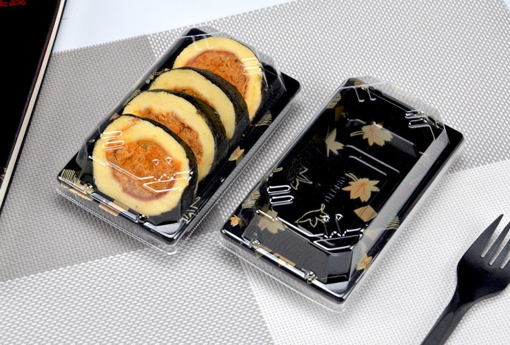 (箱/200套) 一次性打包盒 塑料壽司盒 日式刺身紫菜卷飯團盒帶蓋 (包運送上門)
