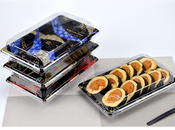 (Box/200 Sets) Disposable Packing Box Thicken Sushi Takeaway Box Printed Sashimi Sushi Box With Lid (Door Delivery Included)
