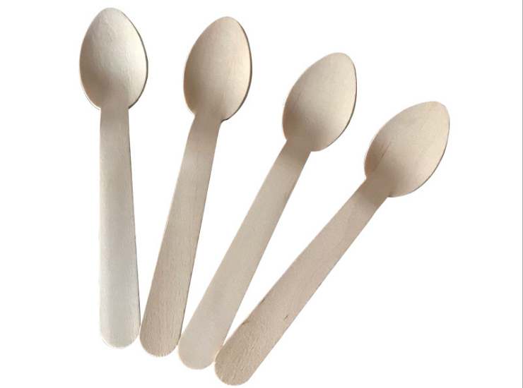 (Box/2000) Disposable Cutlery Wooden Tableware Birch Wooden Spoon Children's Dessert Spoon 14cm Spoon (Door Delivery Included)
