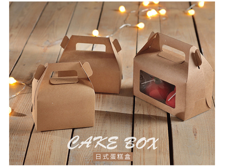 (箱/300個) 一次性手提牛皮日式盒 手提烘焙小西點包裝盒 甜品慕斯蛋糕外賣盒 (包運送上門)