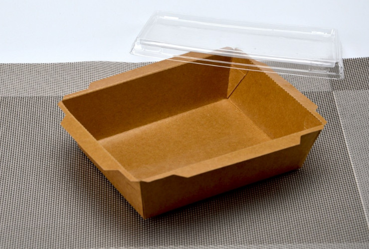 (箱/300個) 一次性紙碗方形黃牛皮紙便當盒 外賣沙拉打包盒帶蓋 (包運送上門) - 關閉視窗 >> 可點按圖像