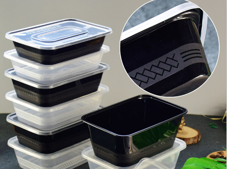(Box/300 Sets) Disposable Lunch Box Square Takeaway Box High-Grade Transparent Black Single Box Fast Food Box 500Ml-1000Ml A Variety Of Specifications (Door Delivery Included)