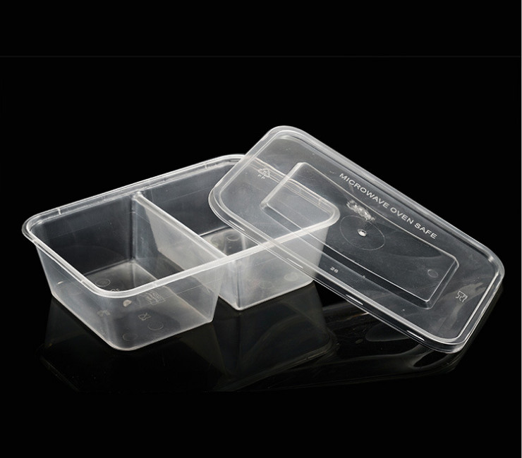 (箱/300套) 一次性快餐盒塑料 透明外賣飯盒兩格 環保pp保鮮盒 微波餐盒 (包運送上門)