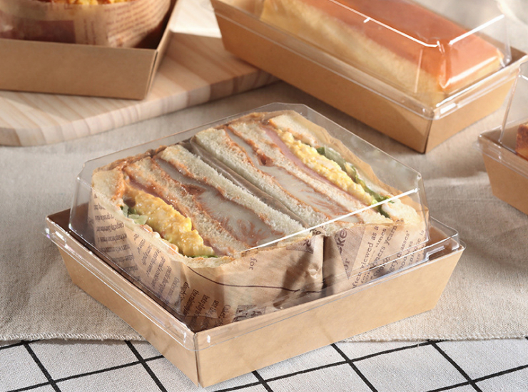 (箱/300套) 雪媚娘盒泡芙牛皮班戟盒纸塑盒 三明治盒烘焙包装蛋糕卷盒 (包运送上门)