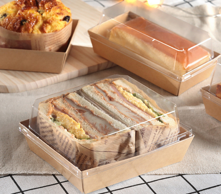 (箱/300套) 雪媚娘盒泡芙牛皮班戟盒紙塑盒 三明治盒烘焙包裝蛋糕卷盒 (包運送上門)