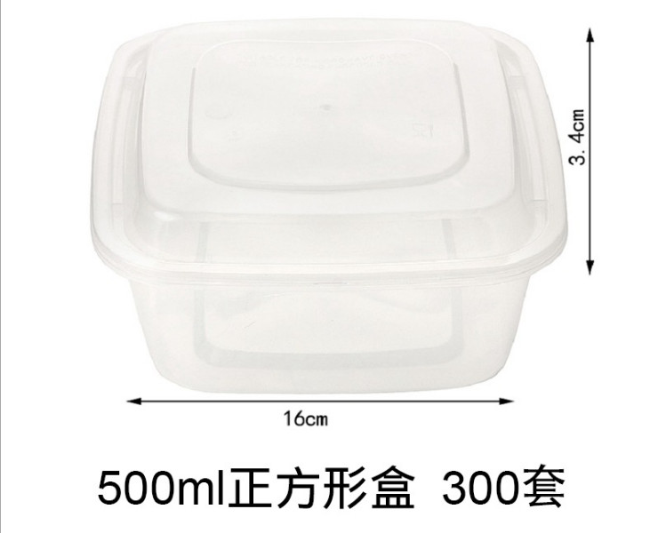 (Box/300 Sets) Square Disposable Lunch Box Thickening Lunch Box Fast Food Box Lunch Box Square Packing Box (Door Delivery Included)