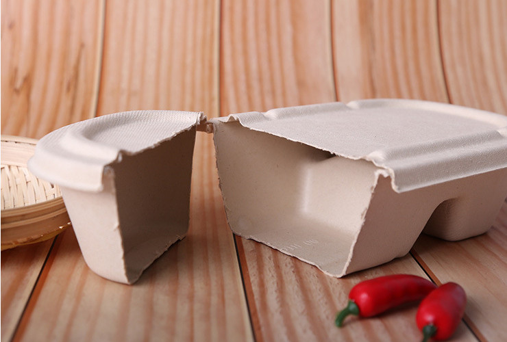 (箱/500套) 秸稈可降解餐盒一次性碗 環保餐具紙漿盒 紙餐盒 外賣分格打包盒 (包運送上門)