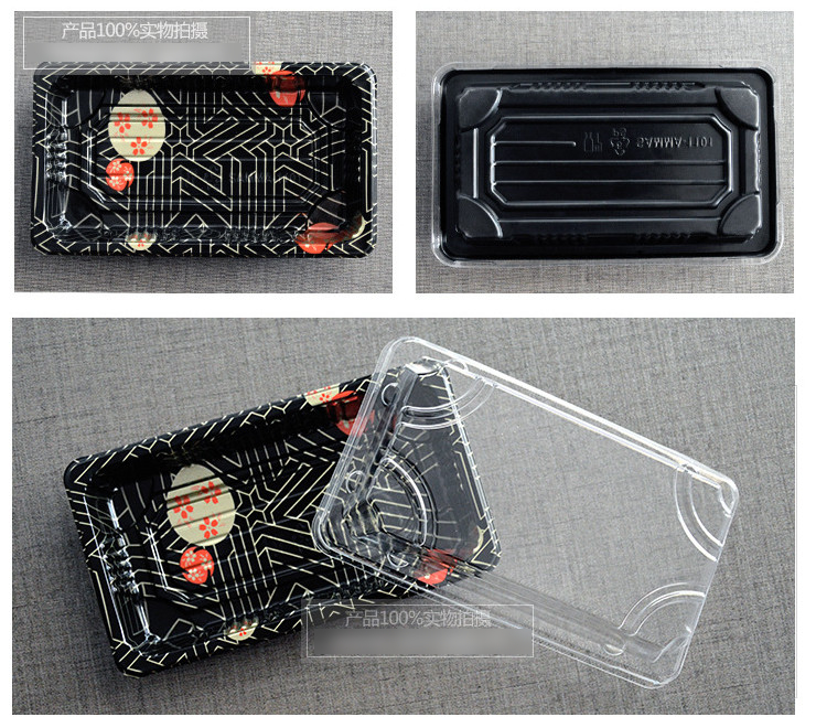 (Box/400) Disposable Sushi Box Ps Food Packaging Box Pvc Plastic Box Processing Custom Japanese Style Sushi Box (Door Delivery Included)