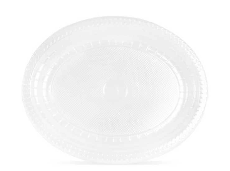 (箱/500隻) 一次性食品塑料餐盤 透明大號橢圓碟加厚PP 酒店生鮮水果托盤 (包運送上門)
