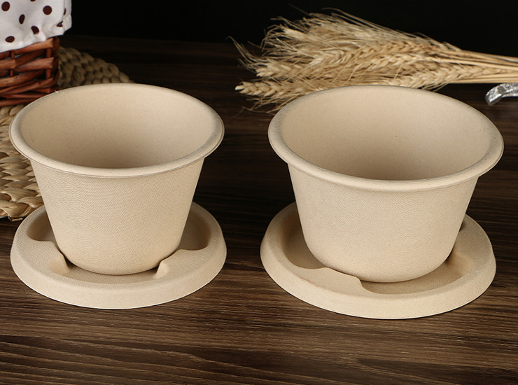 (箱/500套) 一次性竹浆环保纸浆汤碗可降解纸浆餐盒外卖汤碗 纸浆杯打包汤碗 (包运送上门)