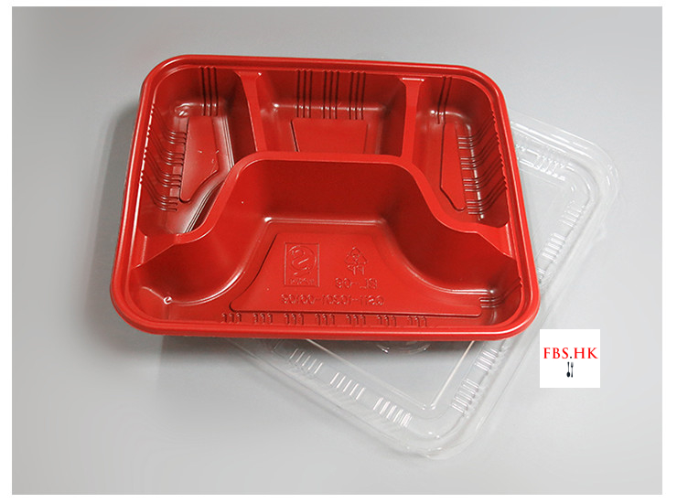 (箱/500套) 紅黑4格飯盒 一次性紅黑飯盒批發 四格塑料飯盒 薄蓋 800-1000ml (包運送上門) - 關閉視窗 >> 可點按圖像