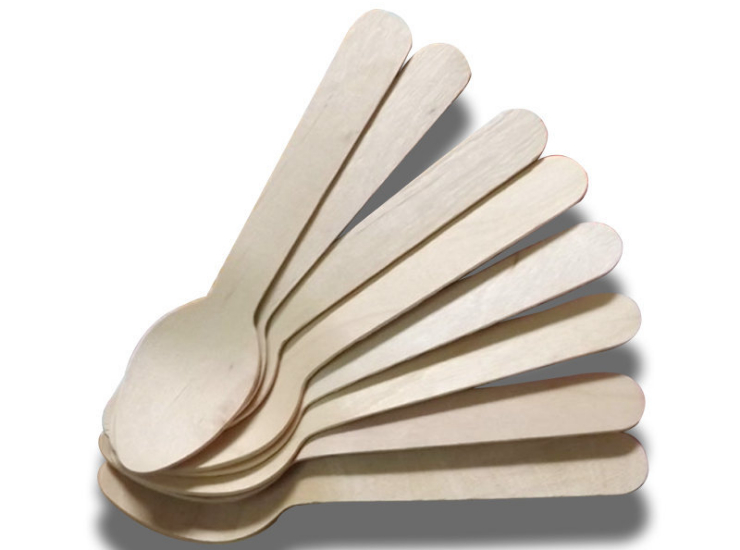 (Box/5000) Disposable Tableware Wood Products Cutlery Spoon Children's Wooden Spoon Ice Cream Scoop Cake Spoon 11cm (Door Delivery Included)